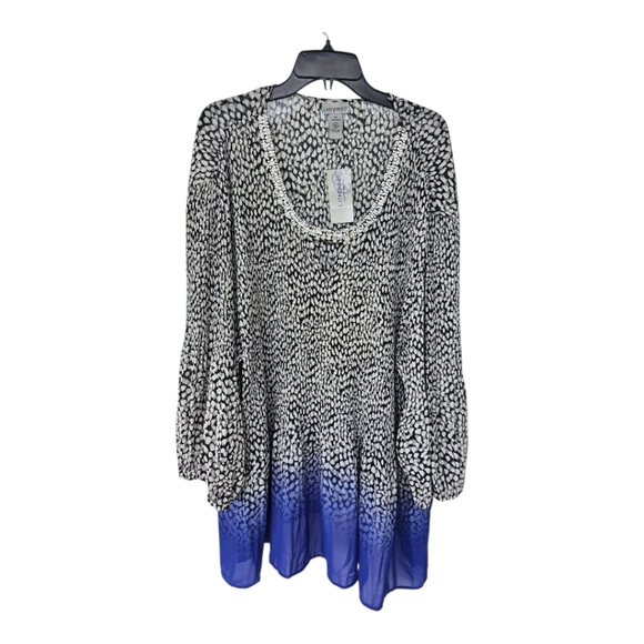 Catherines Tunic Blouse Womens 5X Plus Front Cutout Ombre Embellished New - Picture 1 of 16